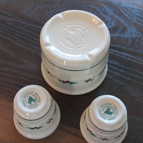Longaberger Traditional Holly Candle Holder Set Crock and Votives USA - Picture 2 of 2